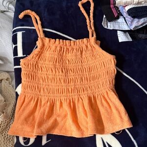 Orange Smocked Tank Top